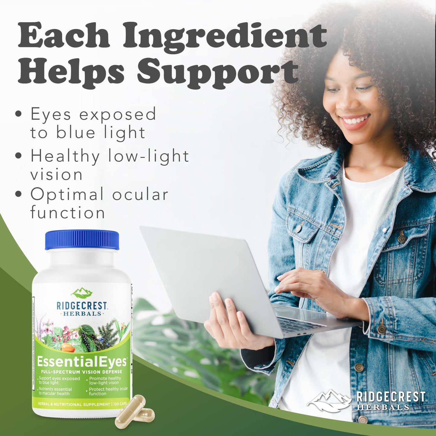 RidgeCrest Herbals EssentialEyes Eye Vitamins for Vision Support 120 Capsules