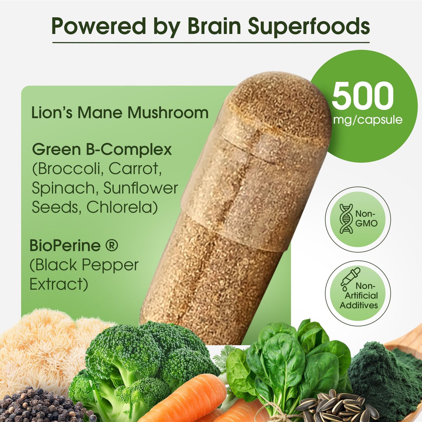 Superfood Science Cognitive Rescue Lion's Mane Mushroom Capsule, 60 Count