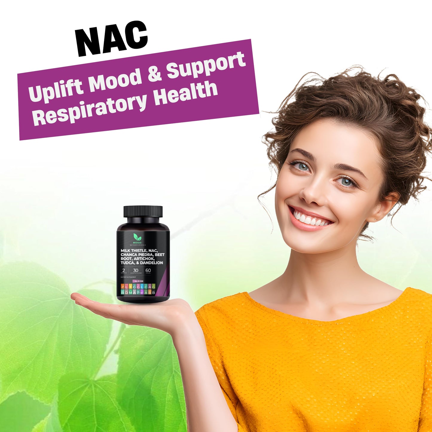 Mishas Milk Thistle Dandelion Root, NAC and TUDCA Supplement Capsules 60