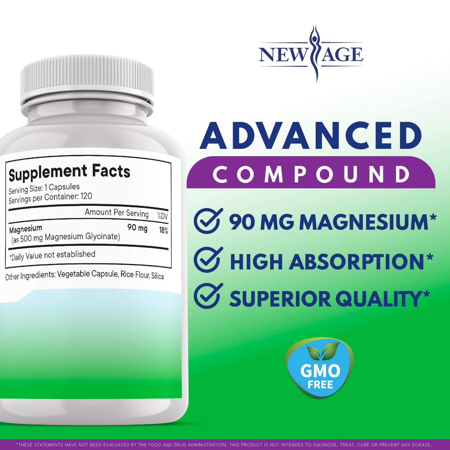 NEW AGE Magnesium Glycinate 500mg Capsule, 360 Capsules