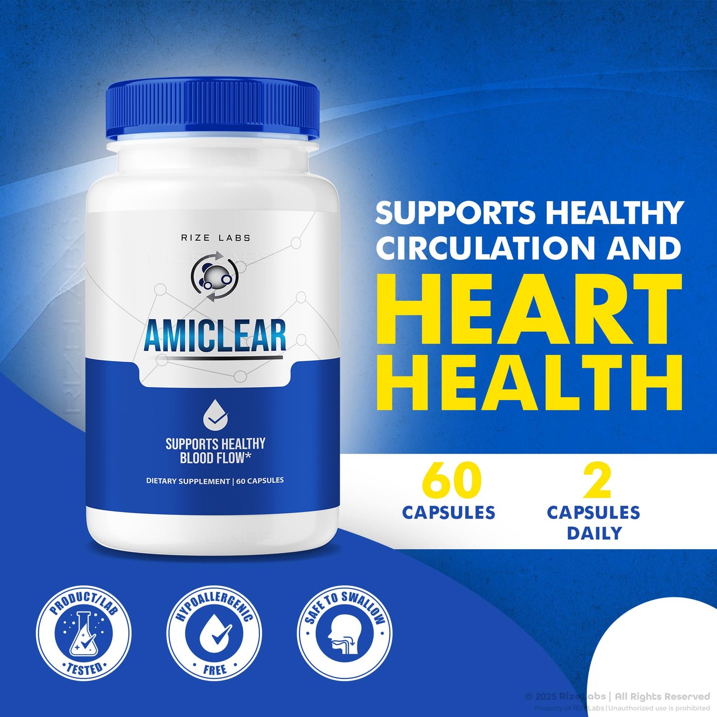 Rize Labs Amiclear Dietary Supplement Capsules 120 Capsules