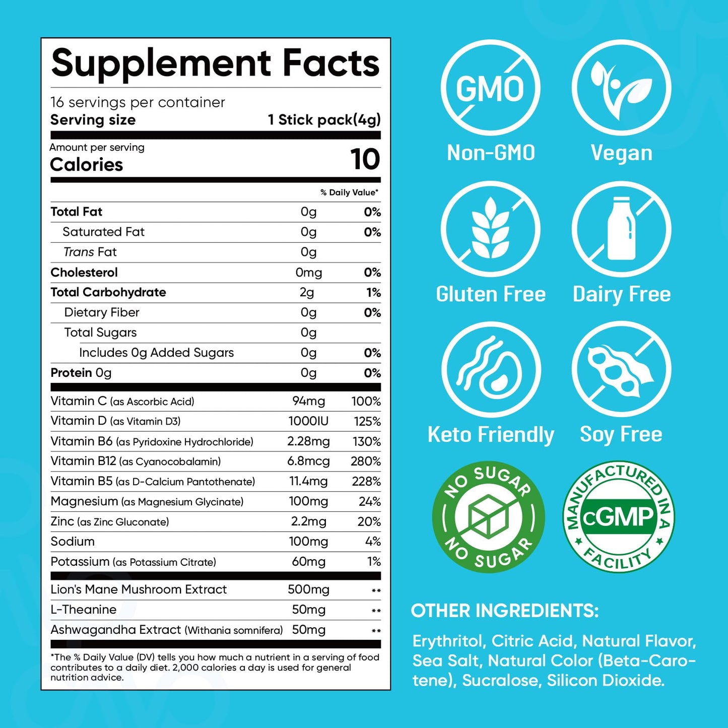 Venture Pal Magnesium Glycinate Powder Blend with Ashwagandha, Vitamin D, and L-Theanine for Calm and Relaxation, 0.14 oz (Pack of 2)