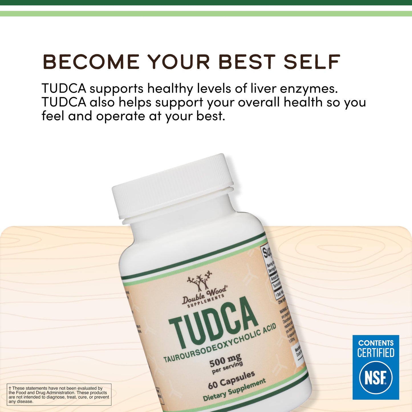Double Wood Supplements TUDCA Bile Salts 500mg Capsules 60 Count