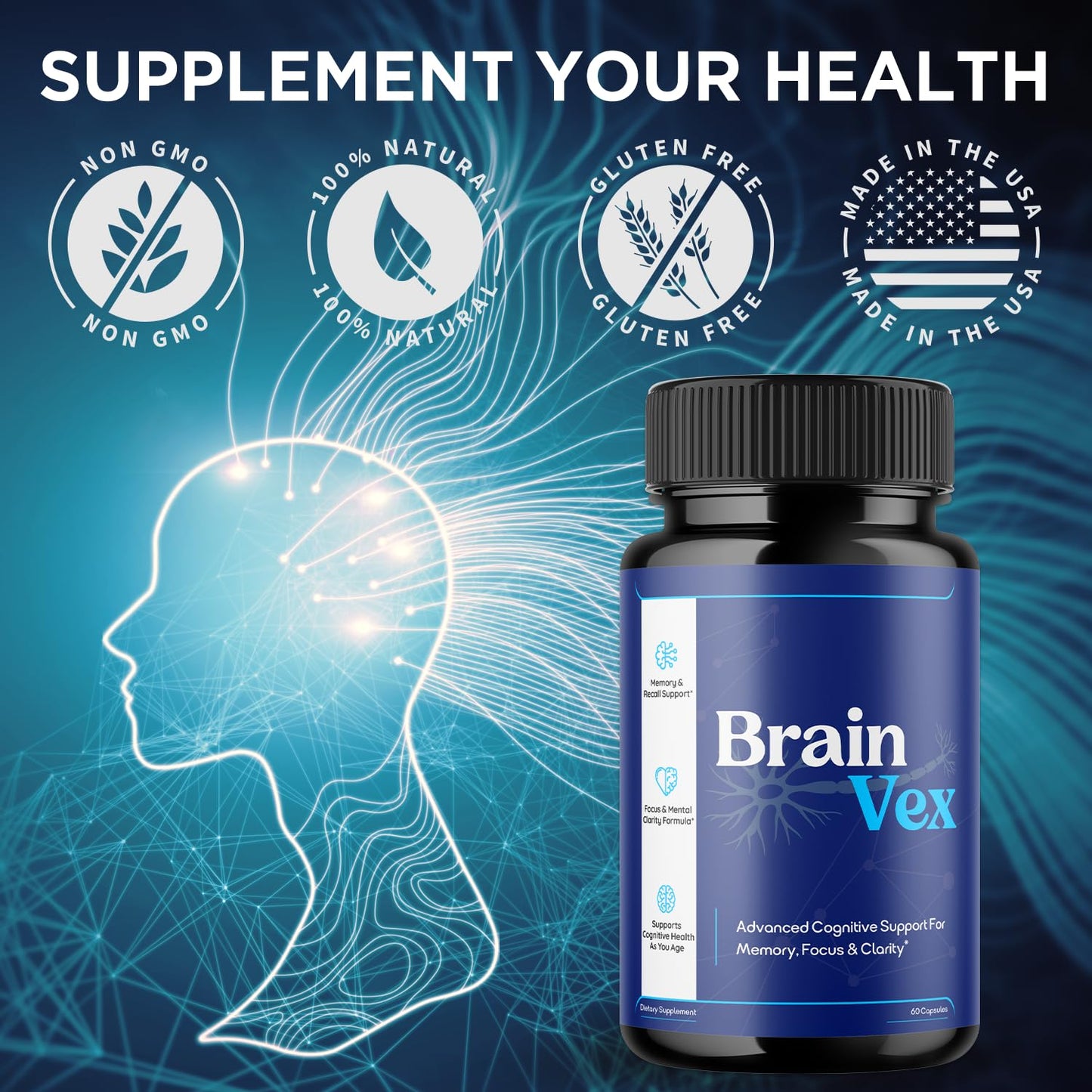 Flex University Brain Vex Capsules, 60 Count