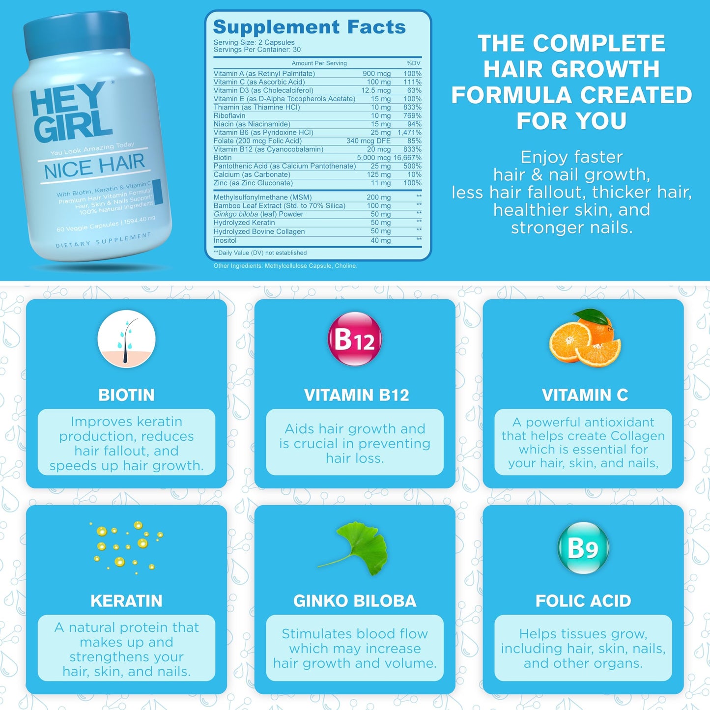 Hey Girl Tea Hair Vitamins Capsule 60 Capsules
