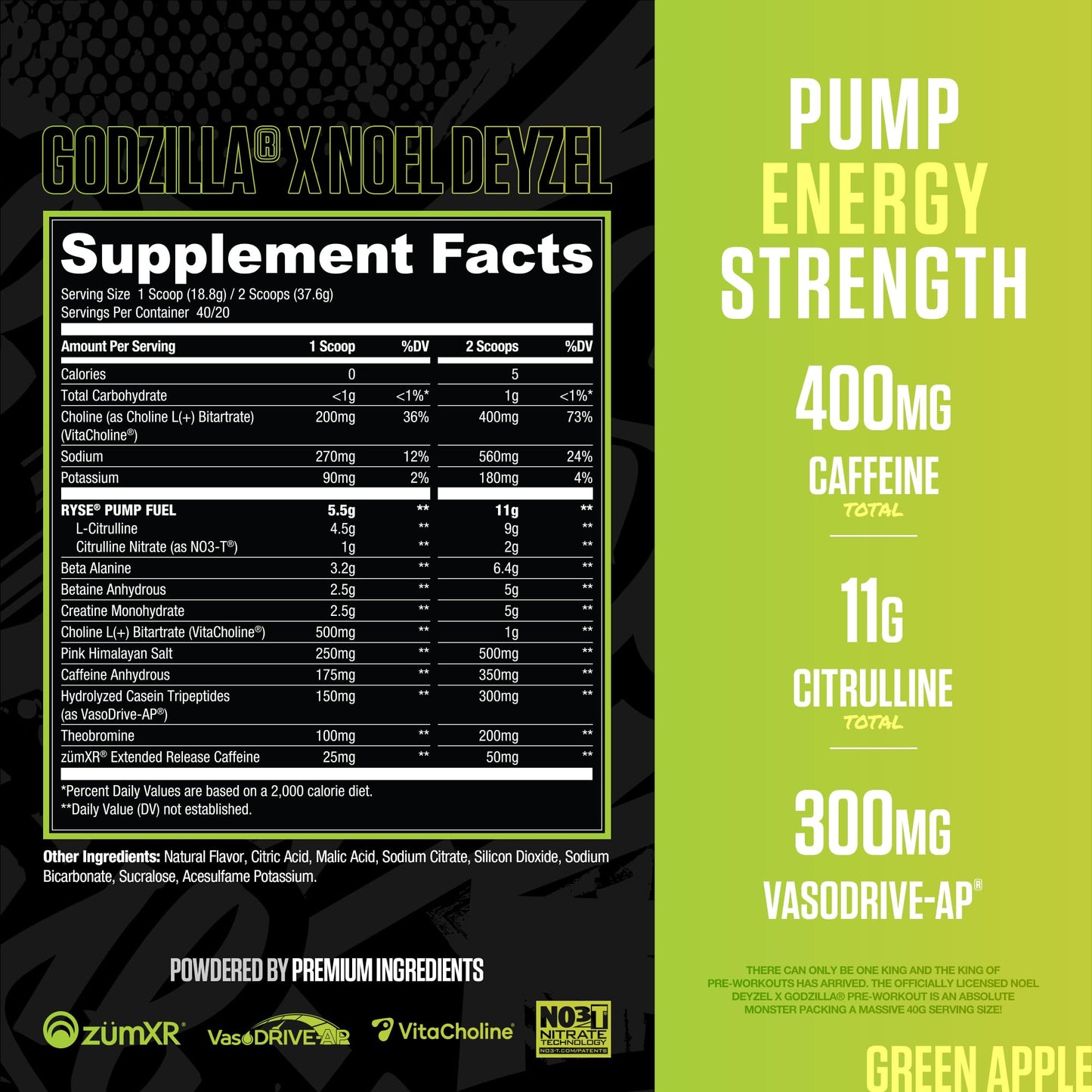 RYSE Up Supplements Godzilla X Noel Deyzel Pre Workout Powder 25.6
