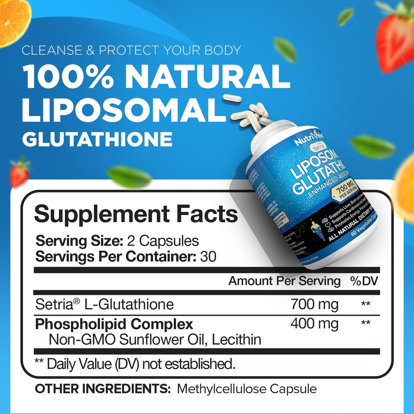 Nutrivein Premium Liposomal Vitamin C 1650mg & Liposomal Glutathione Capsule Bundle, 240 Capsules