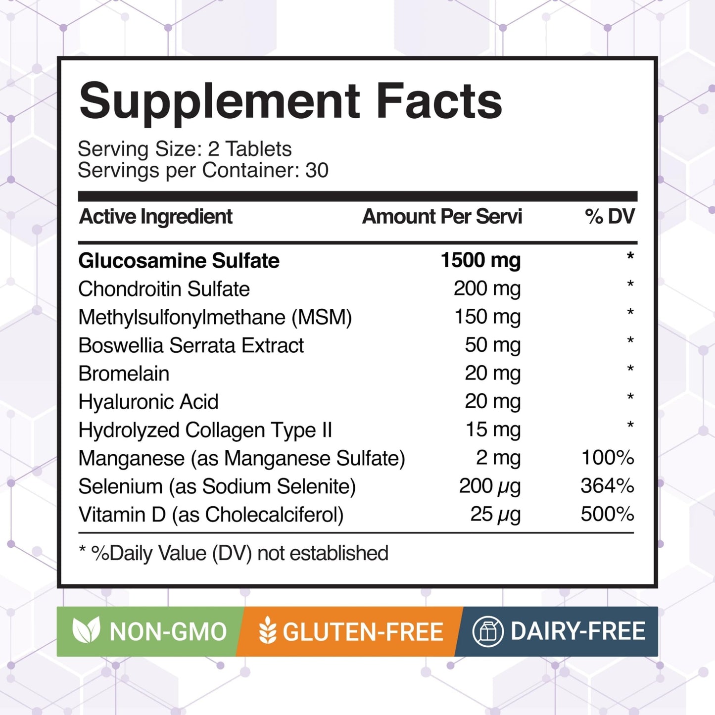 STORM VITALS Glucosamine Chondroitin with MSM, Bromelain, Boswellia, Collagen, Hyaluronic Acid, Selenium & Vitamin D Dietary Supplement, 60 Tablets