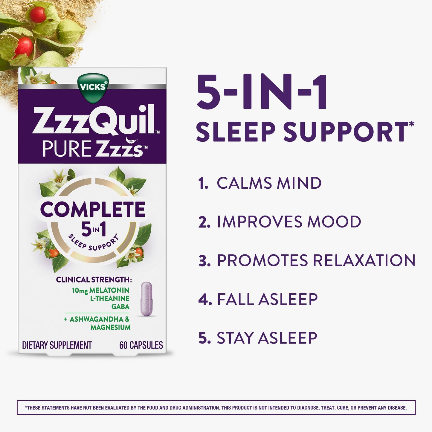 ZzzQuil Pure Zzzs Complete Sleep Capsules, 60 Count