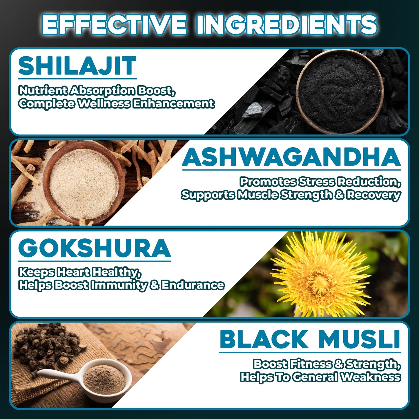 FITBOOST Sundried Himalayan Natural Shilajit Gummies, 60 Count