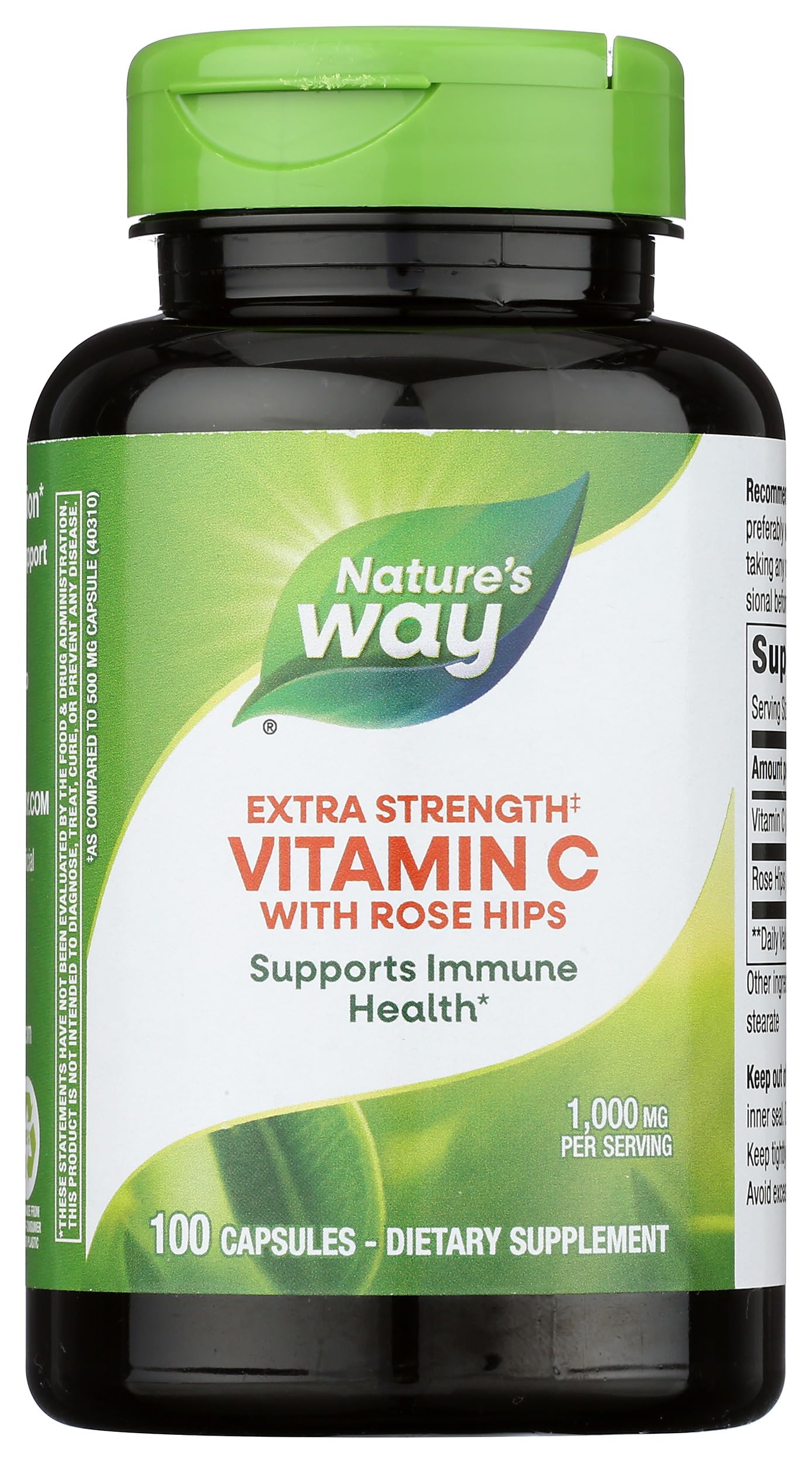 Nature's Way Vitamin C 1000mg with Rose Hips Capsule, 100 Count
