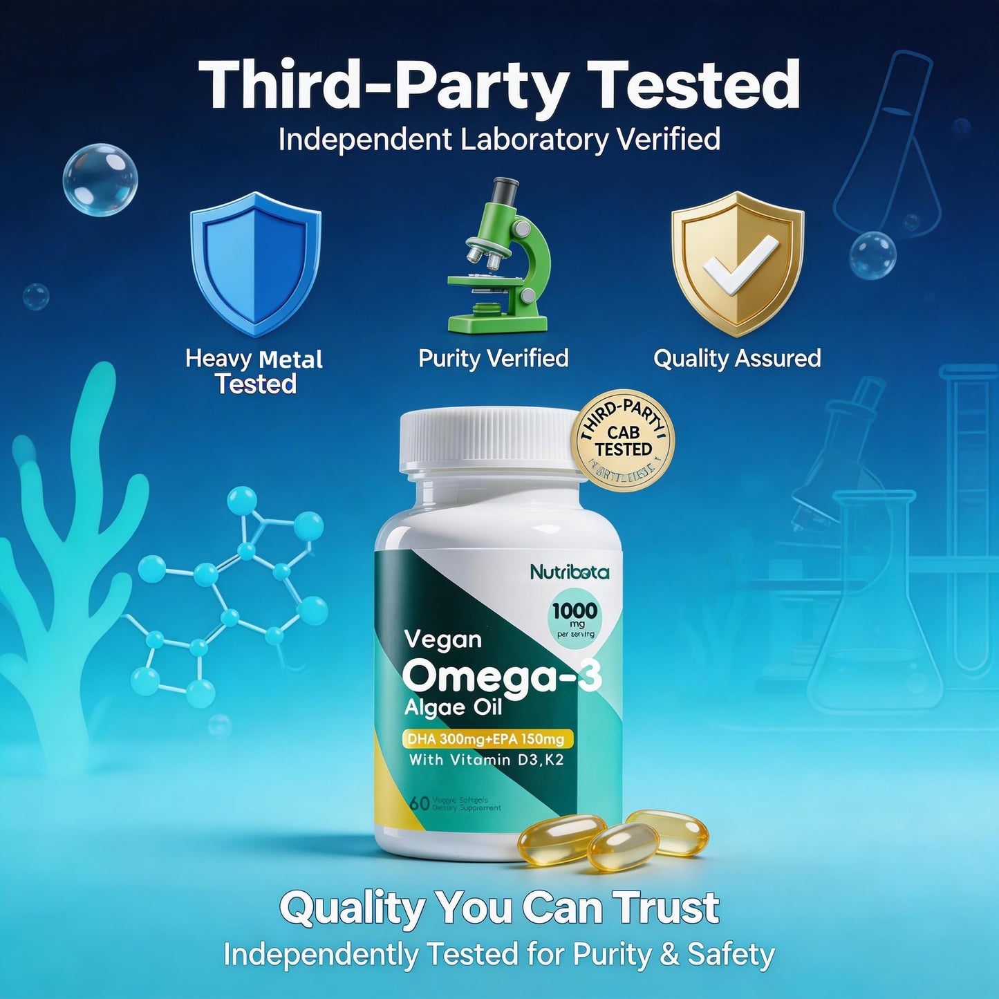 Nutribota Vegan Omega-3 Algae Oil Softgels 60