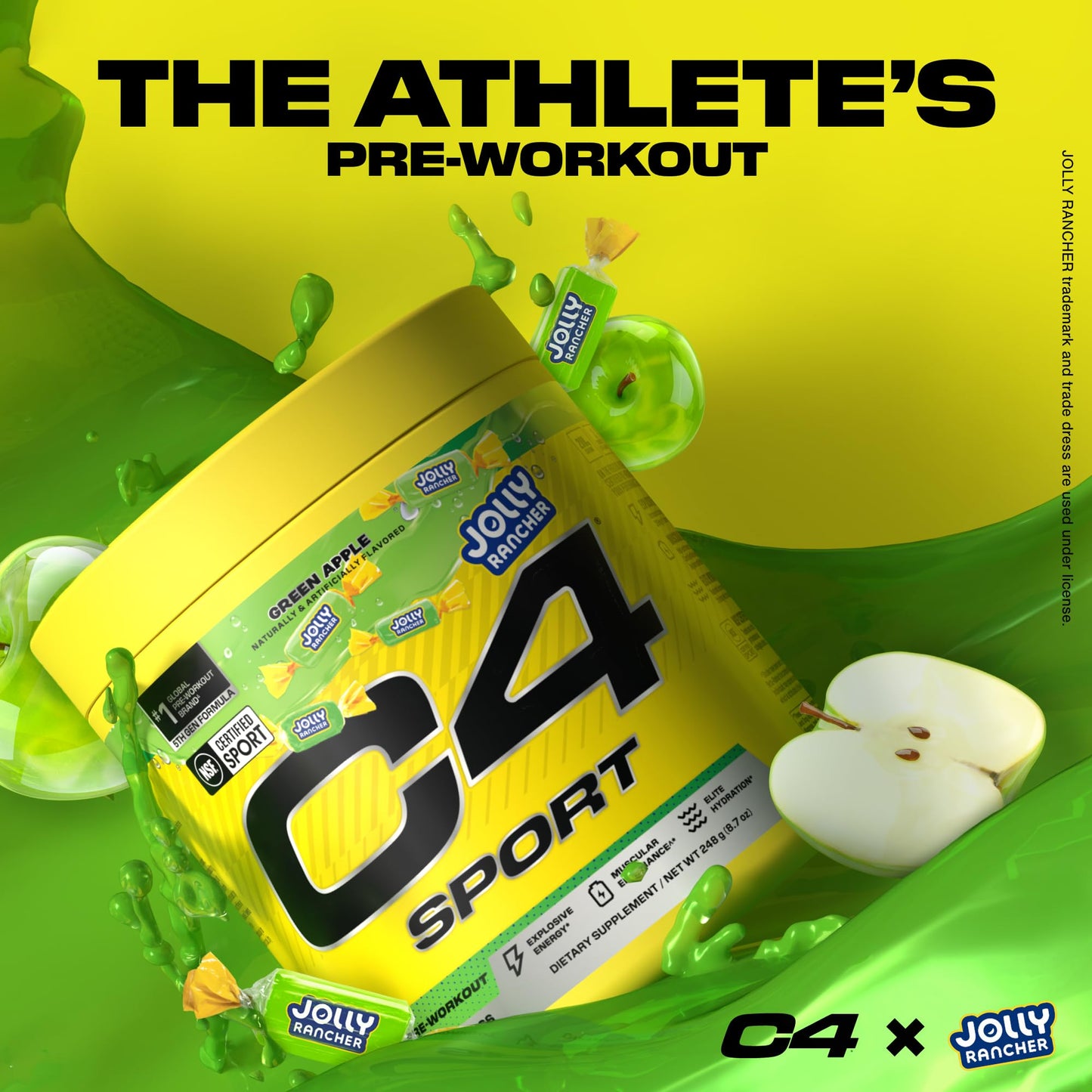 C4 Sport Pre Workout Powder - Jolly Rancher Green Apple, 8.75 Ounce
