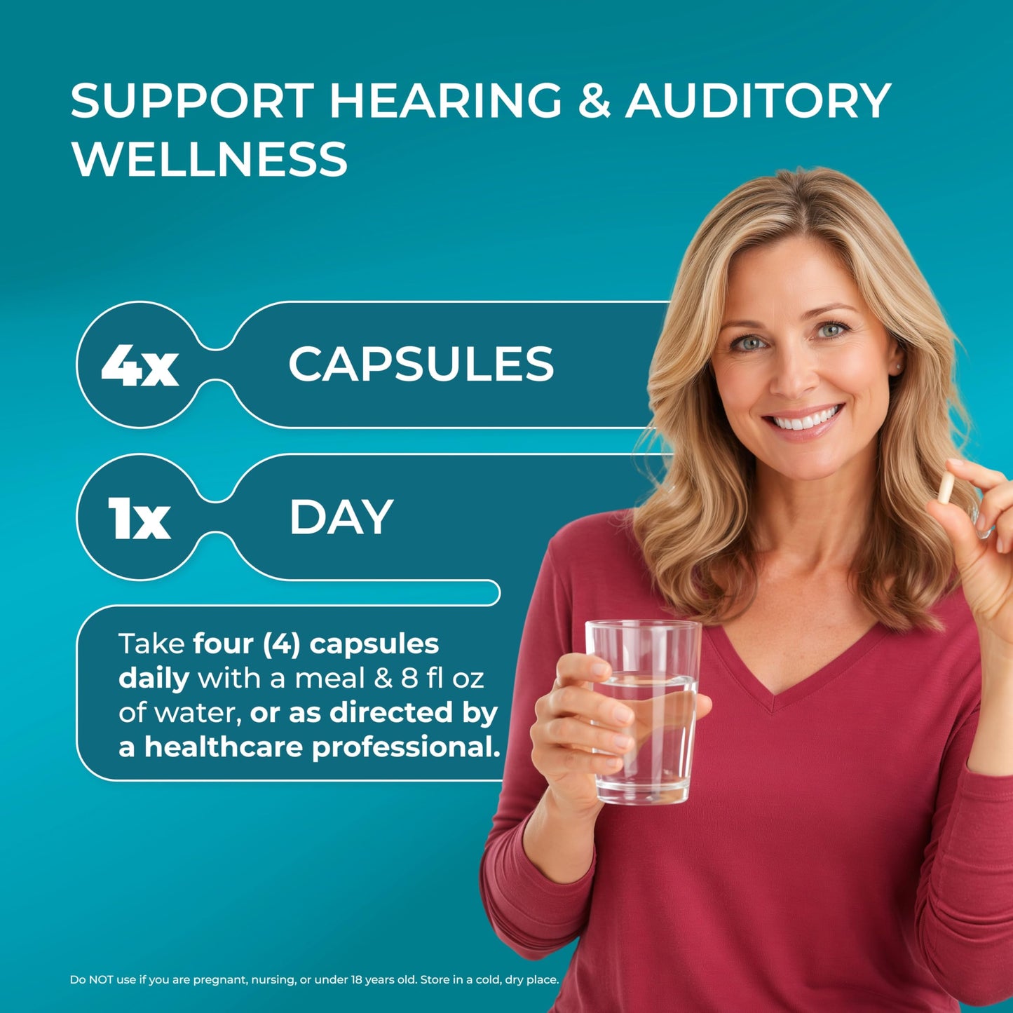 PUREHEALTH RESEARCH Hearing Support Formula Ear Health Supplement Capsule 120 Count