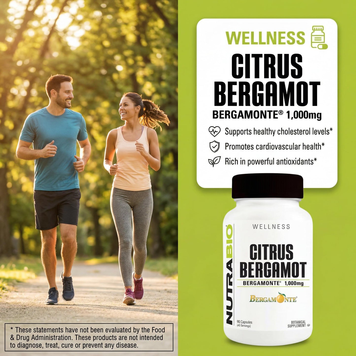 NutraBio Citrus Bergamot Bergamonte Extract Capsules 90 Count