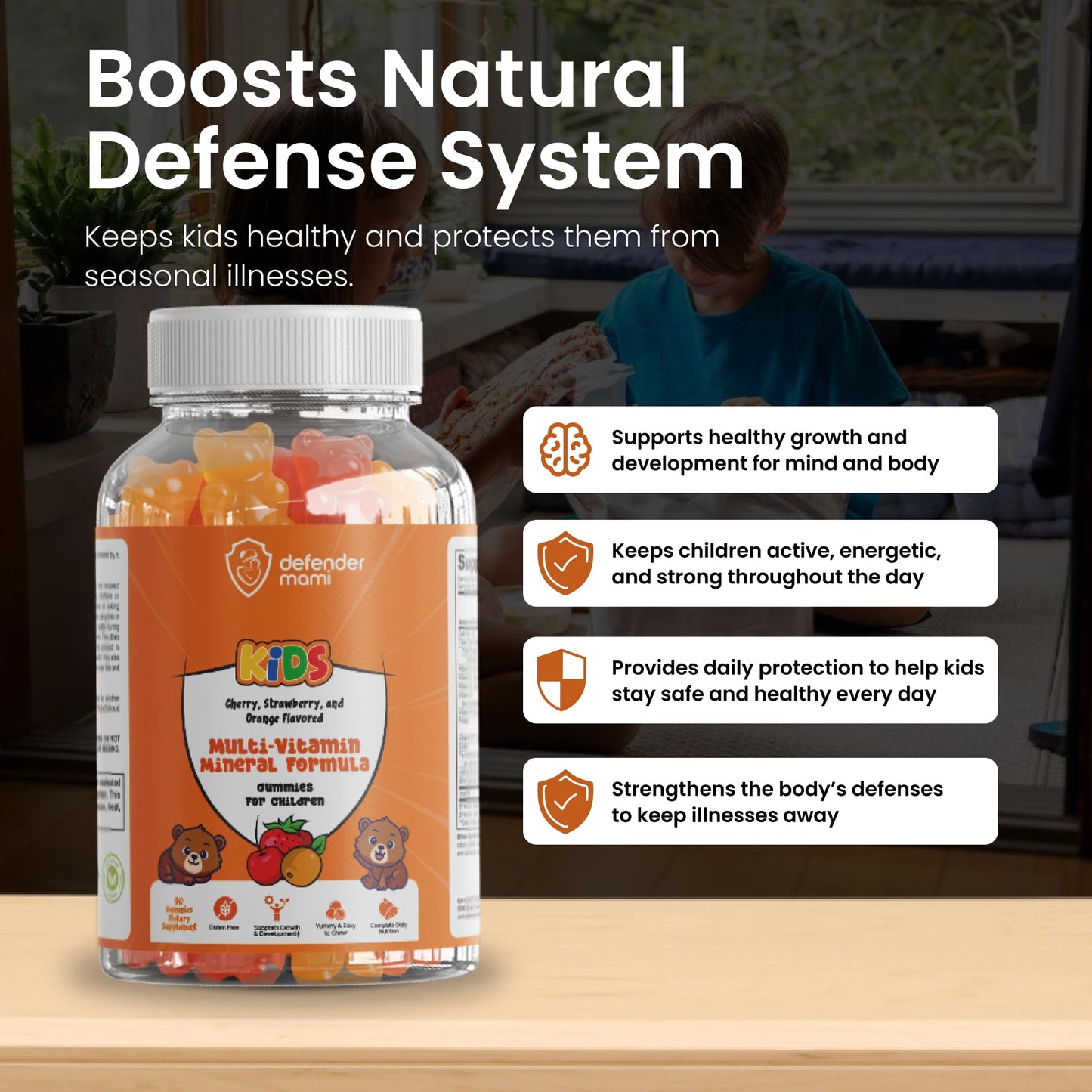Defender Mami Kids Vitamin Gummies Multivitamin & Mineral Formula Gummy 90 Count