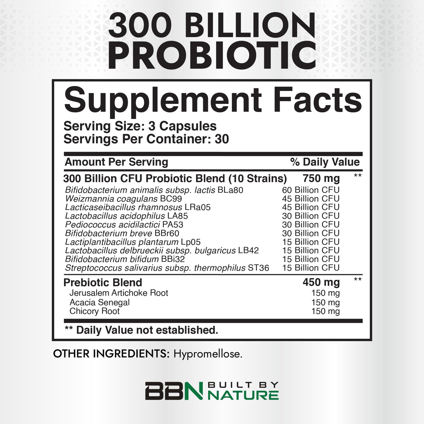 Built by Nature 300 Billion CFU Probiotic, 90 Capsules