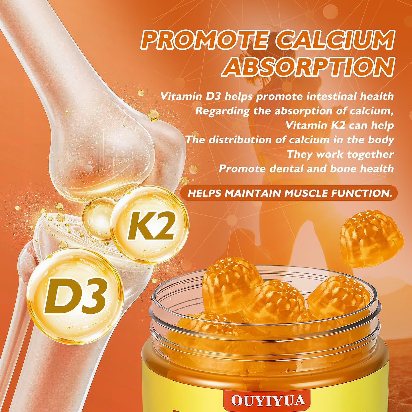 OUYIYUA Vitamin D3 K2 Gummies 90 Count
