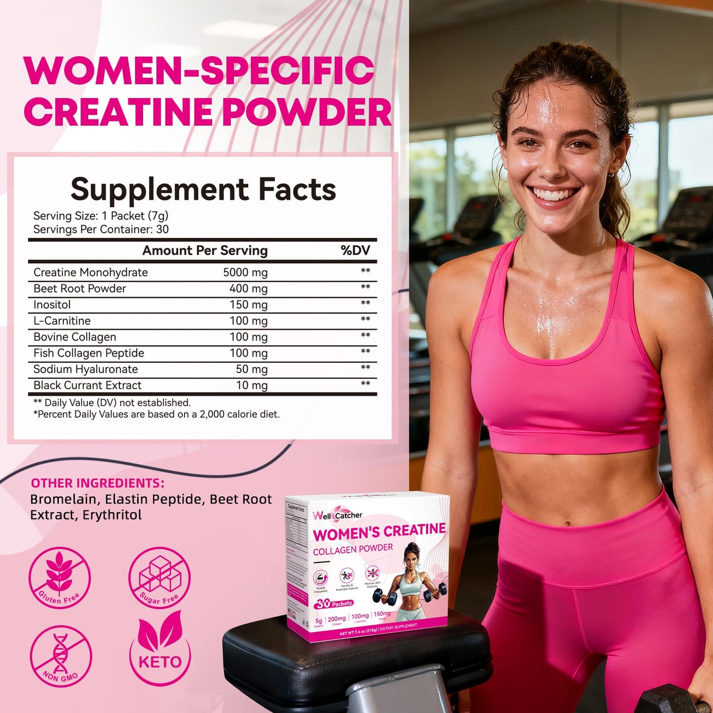 Wellcatcher Creatine Monohydrate Powder 7.4 Ounce