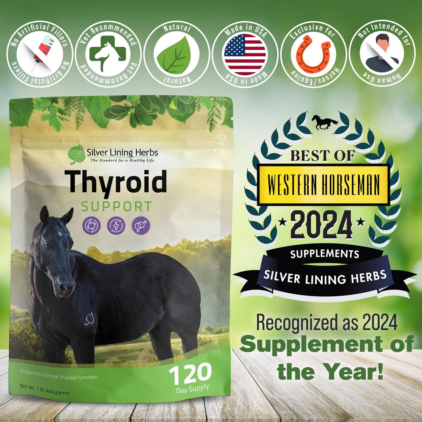 Silver Lining Herbs Thyroid Support for Horses Powder, 1 Unit