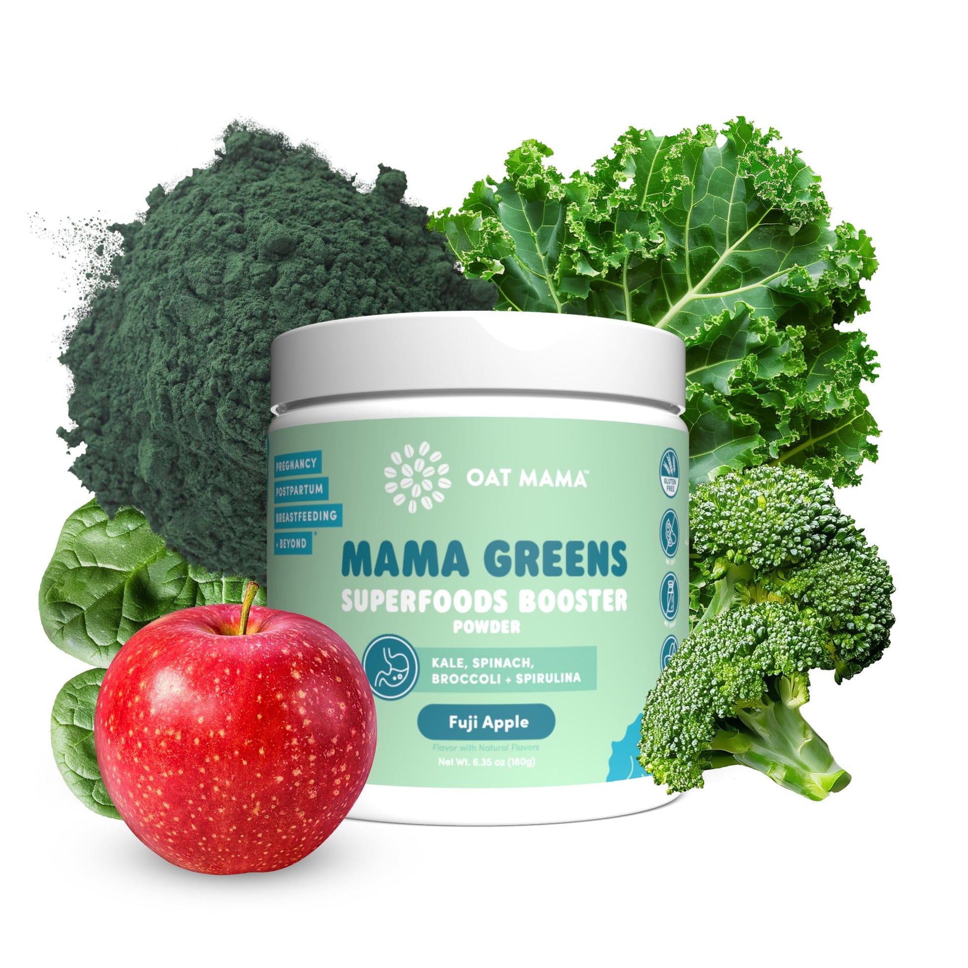 OAT MAMA Mama Greens Superfoods Booster Powder 6.35 Ounce
