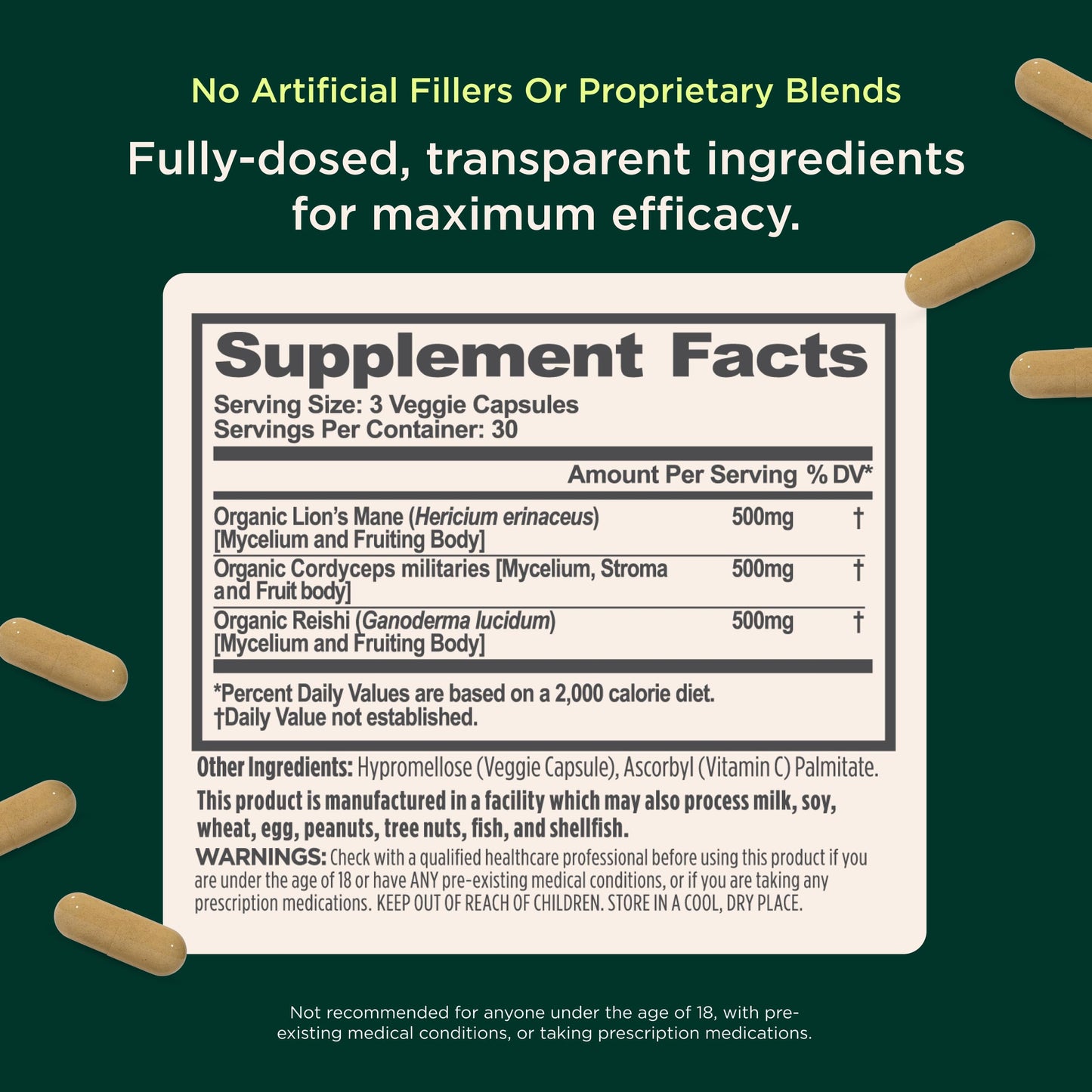 The Genius Brand Mushrooms Capsules 90 Count