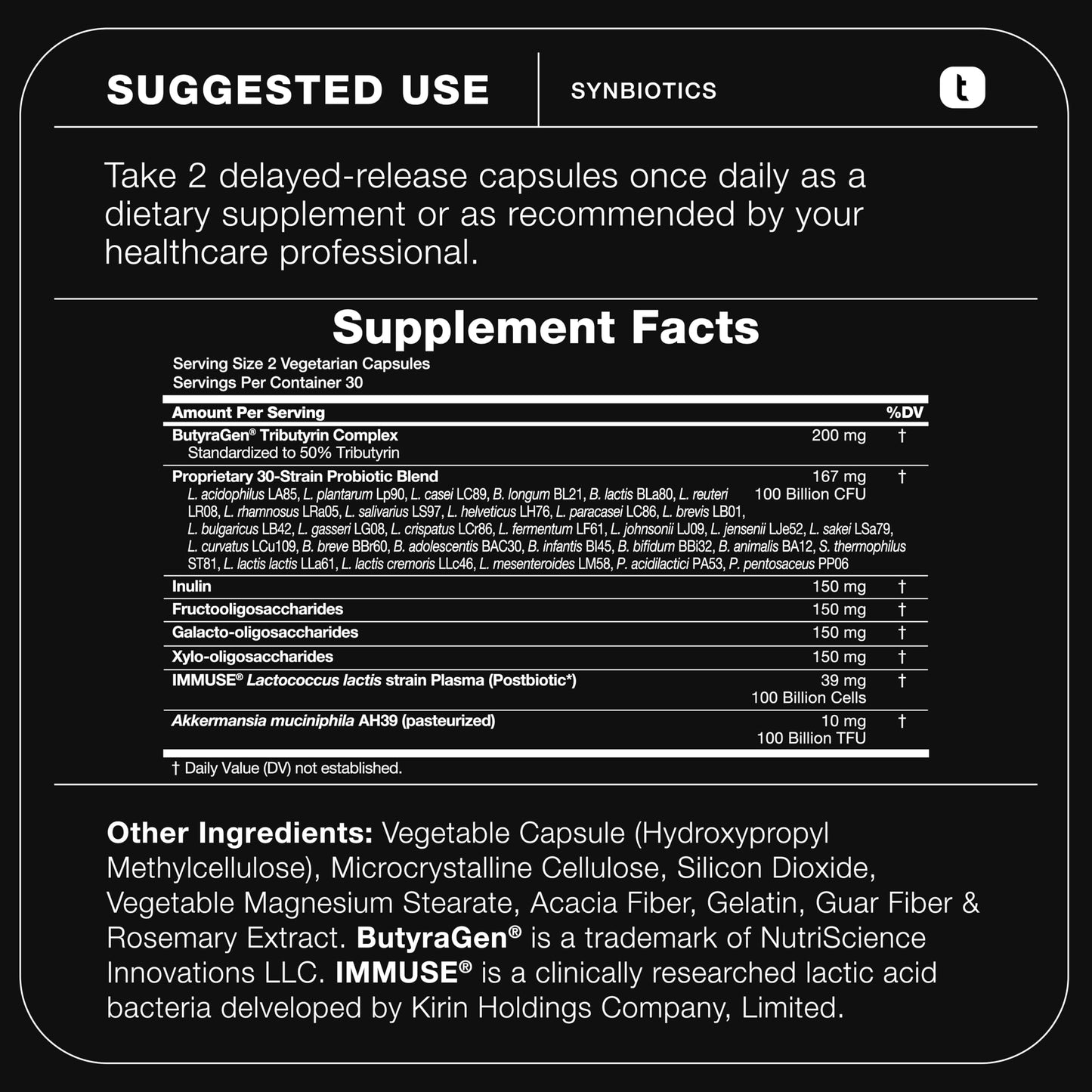 Toniiq Prebiotics and Probiotics 200B CFU Synbiotic with Postbiotics IMMUSE® & ButyraGen® – 30 Strains for Gut & Digestive Health, Shelf-Stable, Third-Party Tested, 60 Capsules