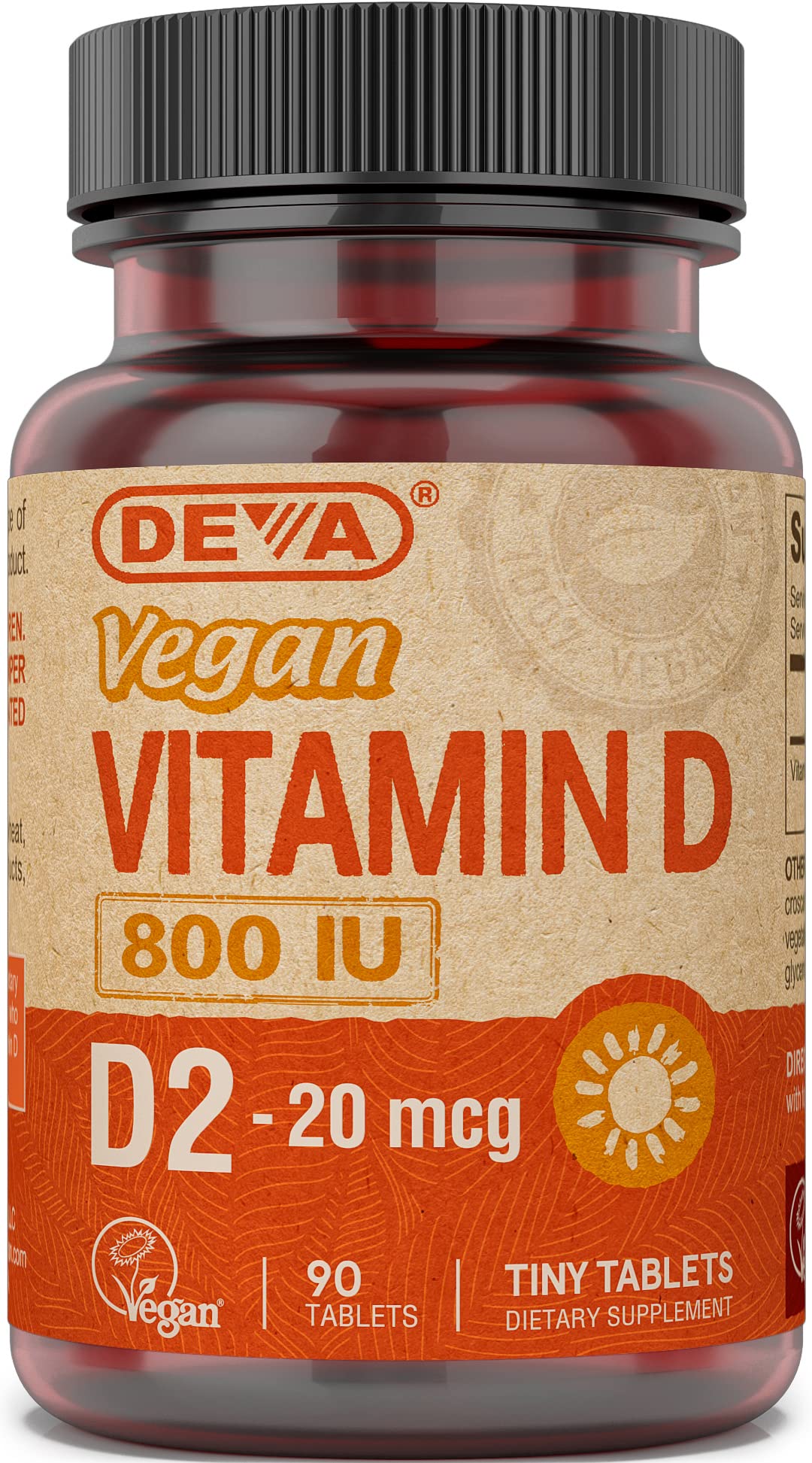 DEVA Vegan Vitamin D2 800 IU Tablet, 180 Tablets