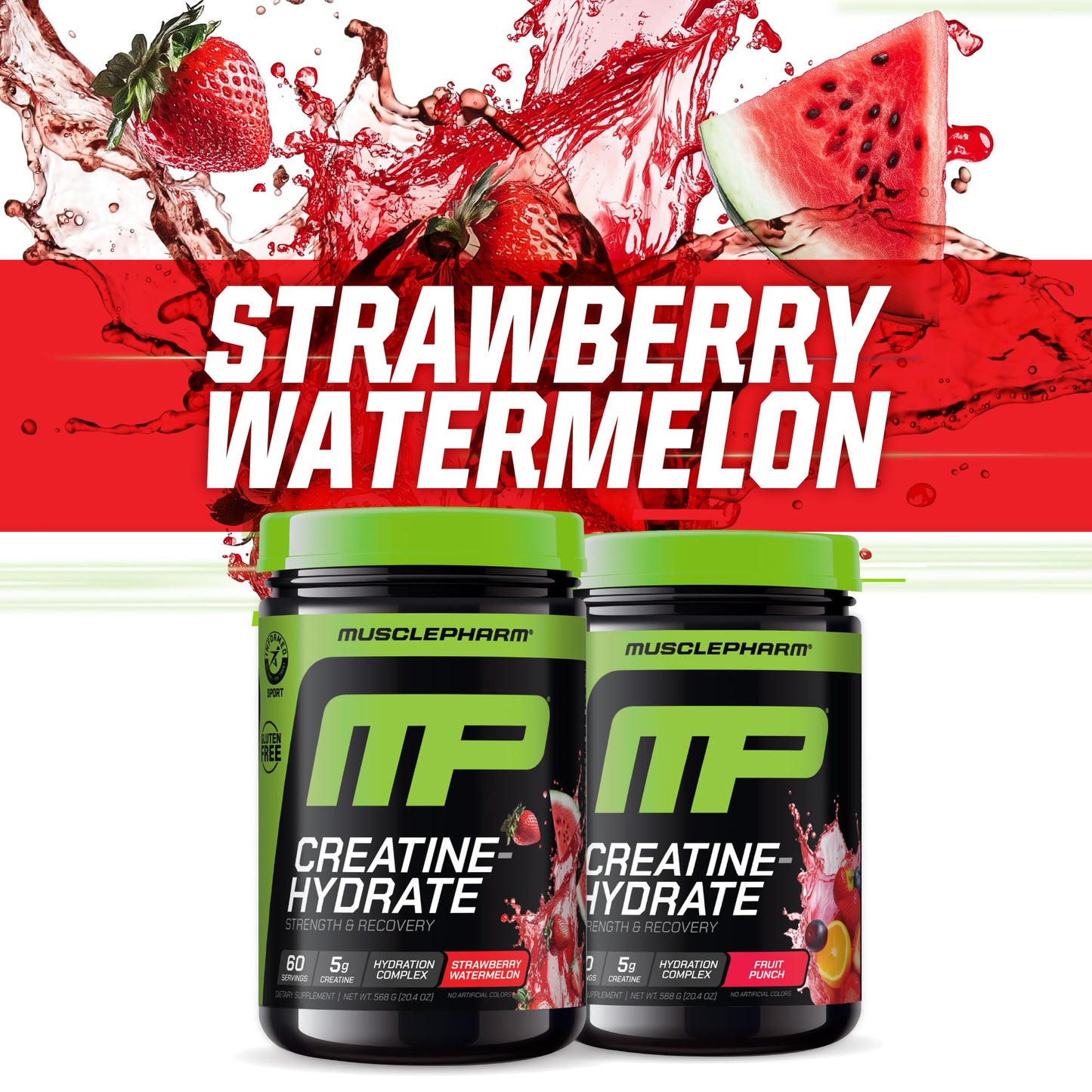 Muscle Pharm Creatine Monohydrate Hydration Strawberry Flavor Powder 15.2 oz