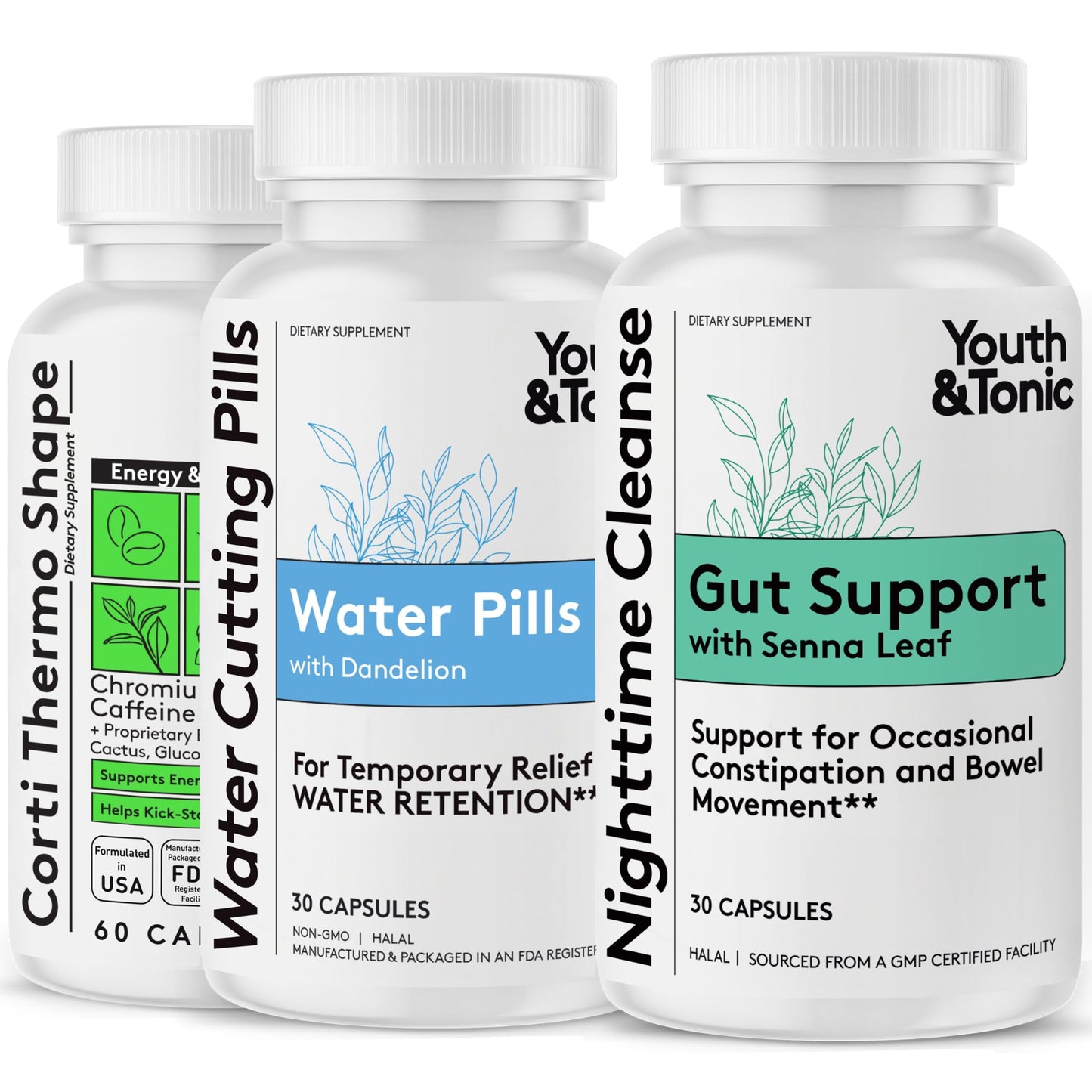 Youth & Tonic Cleanse Weight Loss Pills for Women and Men 120 Capsules