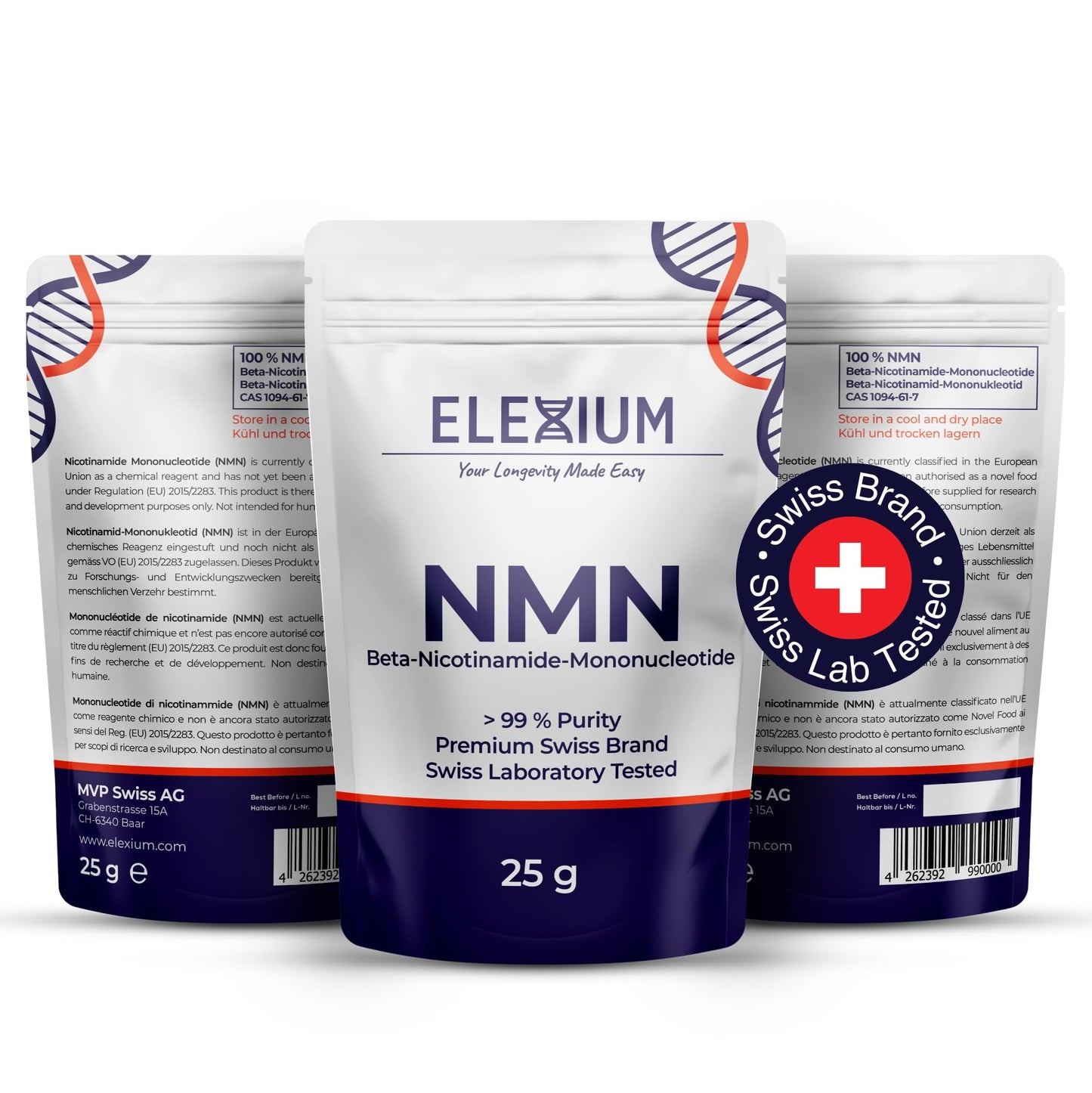 ELEXIUM Nicotinamide Mononucleotide NMN Supplement Powder 0.88 oz