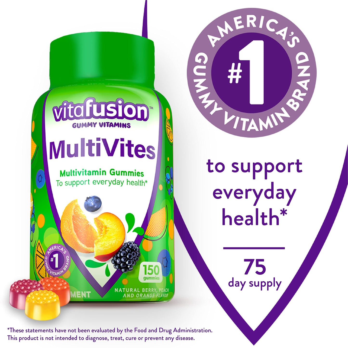 Vitafusion MultiVites Gummy Multivitamins for Adults with 12 Vitamins and Minerals & Magnesium Gummy Supplement, 60 Gummies