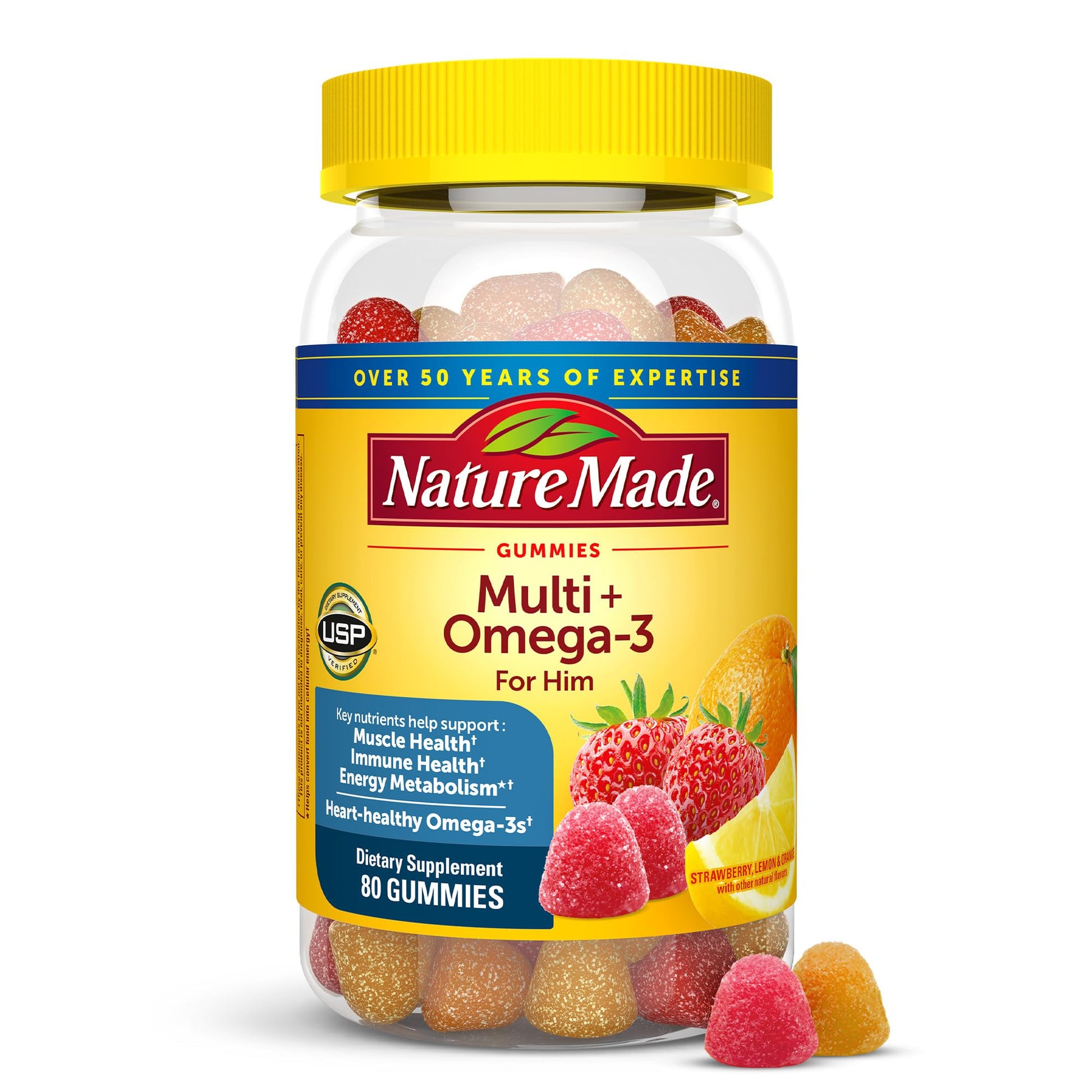 Nature Made Mens Multivitamin Gummies with Omega-3 80 Gummies
