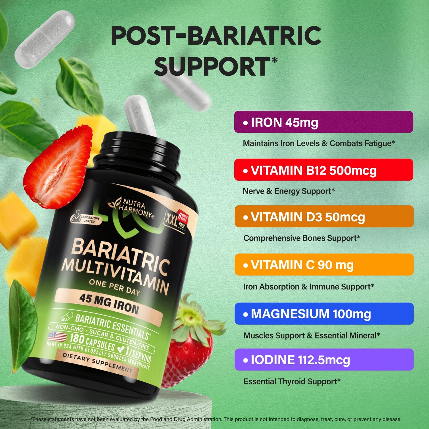 NUTRAHARMONY Bariatric Multivitamin Capsules 180 Count