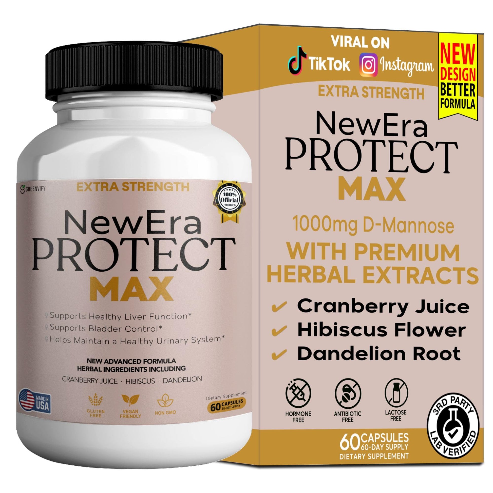 GREENVIFY New Era Protect Max Extra Strength Urinary Support Supplement Capsules 60 Count