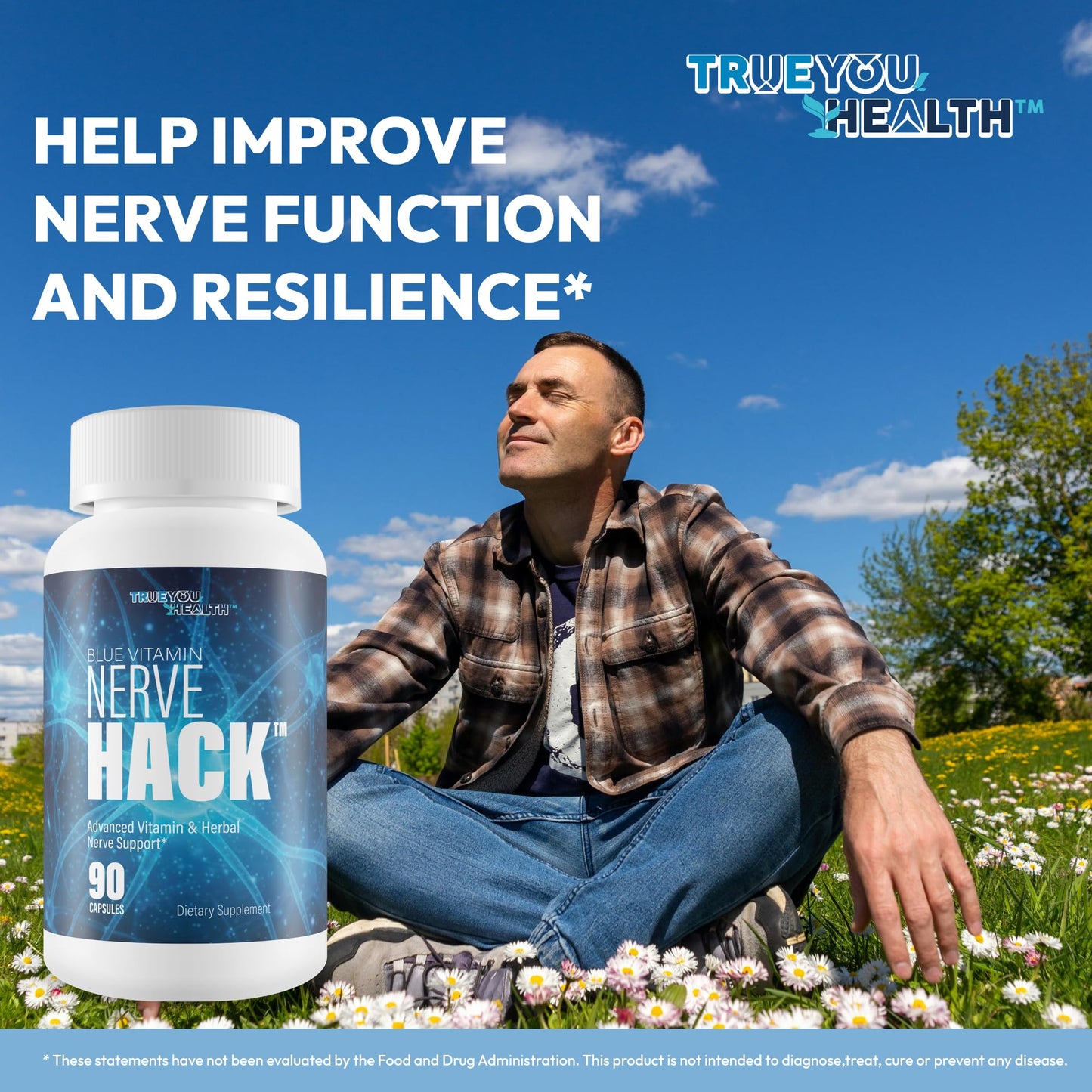 True You Health Blue Vitamin Nerve Hack Vitamin B12 Capsule 90 Count