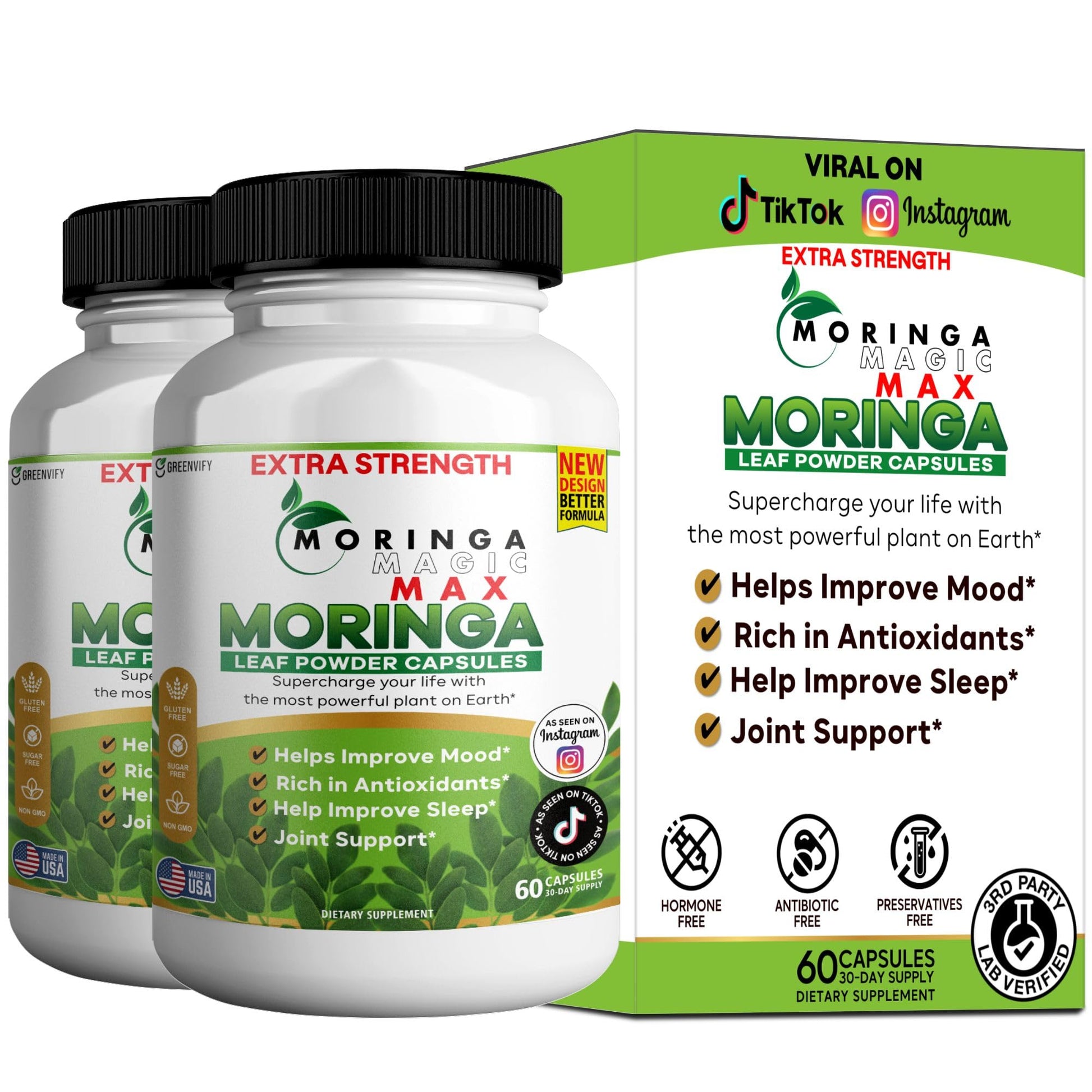 GREENVIFY Moringa Magic Max Extra Strength, 120 Capsules