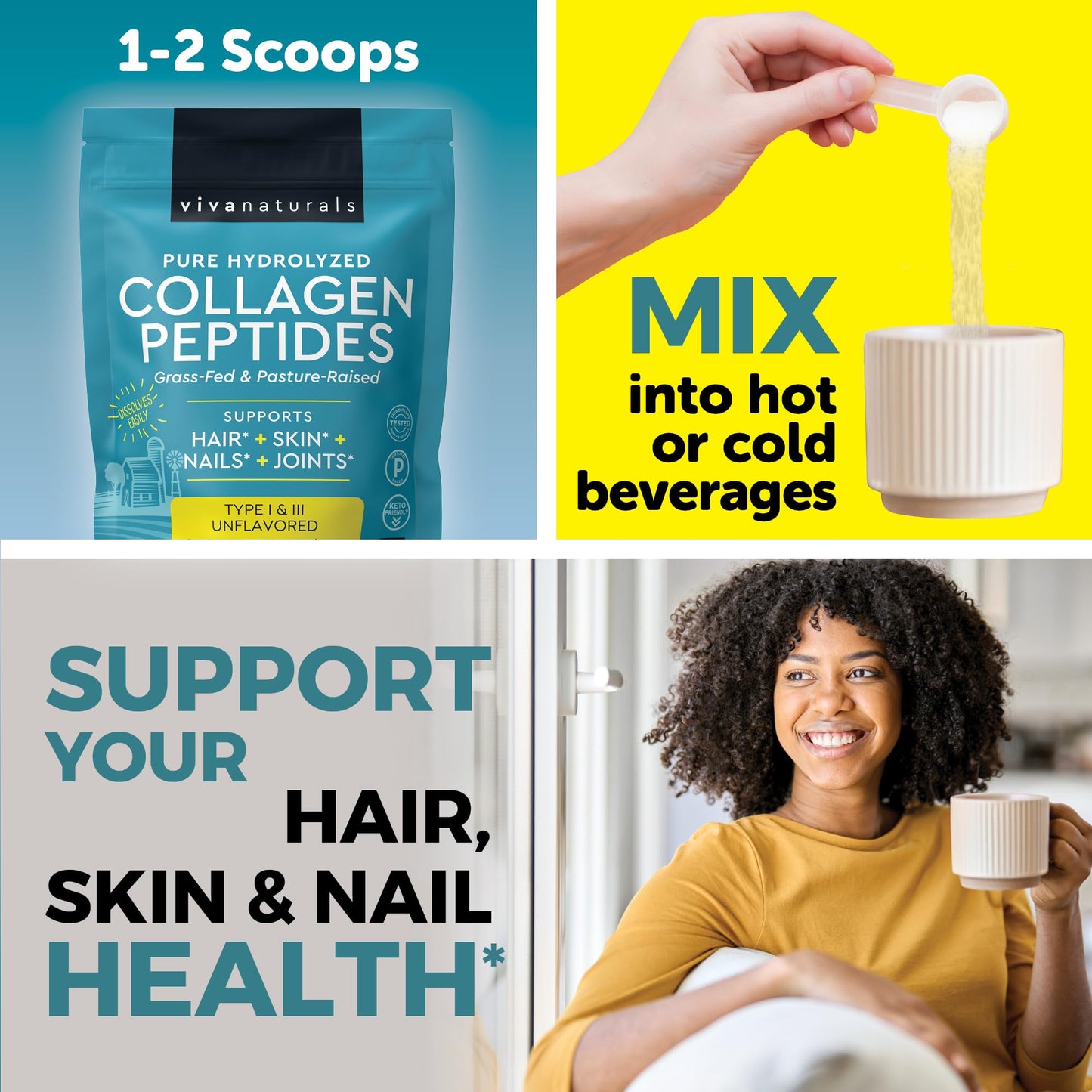 Viva Naturals Collagen Peptides Powder, 16 oz