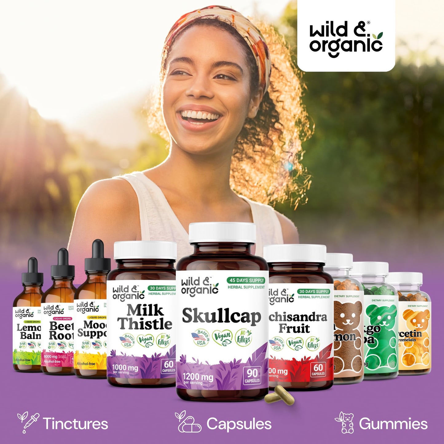 Wild & Organic Skullcap Capsule 1200 mg, 90 Count