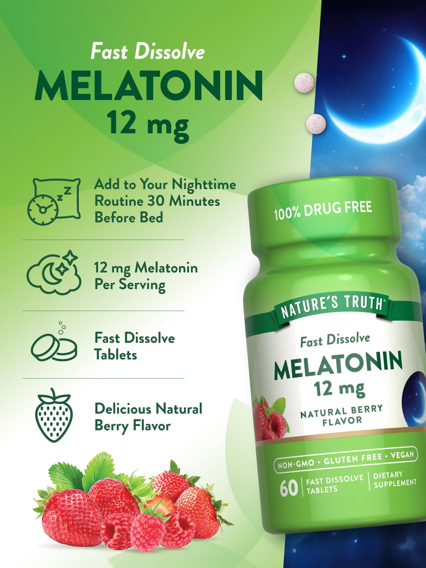 Nature's Truth Melatonin 12mg, 60 Tablets
