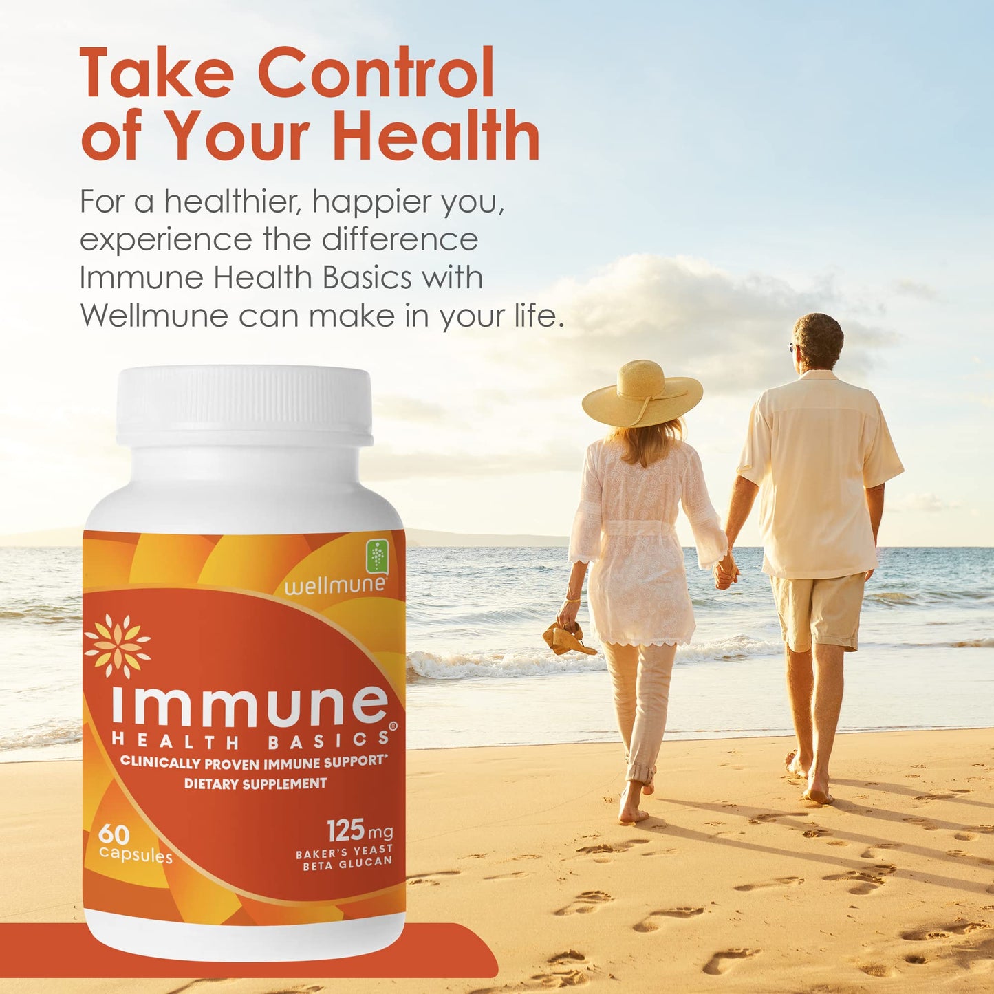 Immune Health Basics Ultra Strength Immunity - Clinically Proven Immune Support - Wellmune Highly Purified Beta Glucan, Vegan Capsules, 60 Count