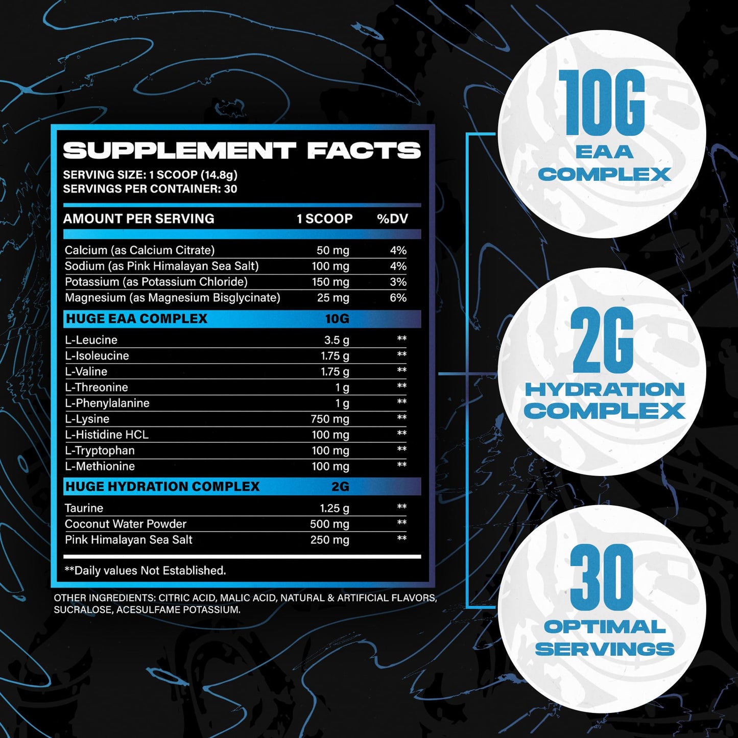Huge Supplements EAA + Hydration Essential Amino Acids Powder 15.6 Ounce