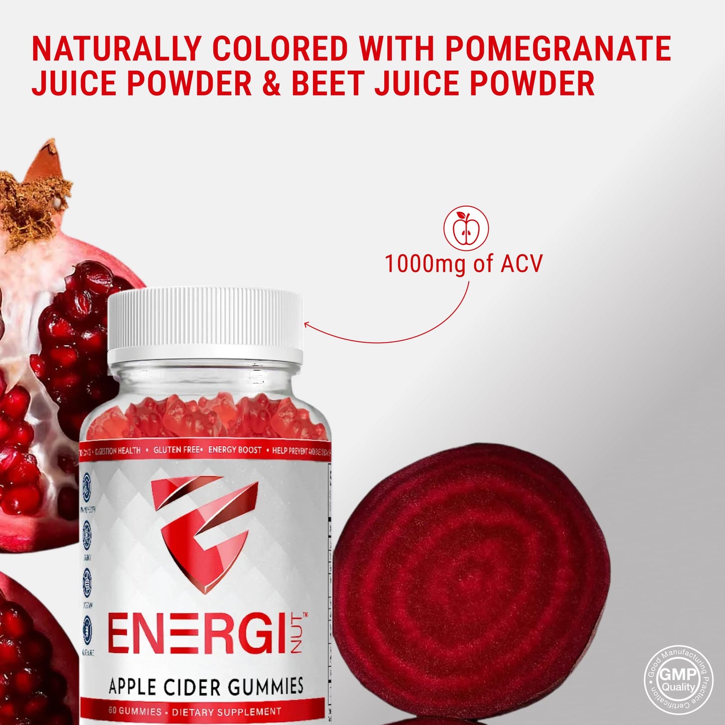 ENERGI NUT Apple Cider Vinegar Gummies, 60 Count