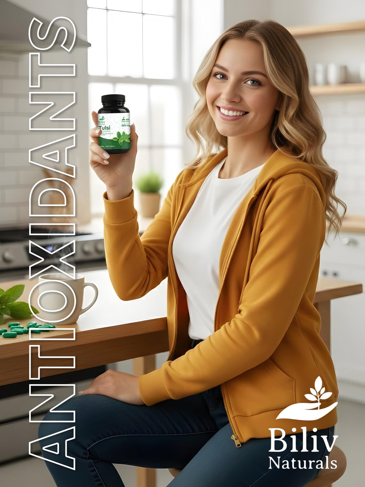 Biliv Naturals Tulsi (Holy Basil) 500 mg Herbal Supplement Capsules, Immune Support, Adaptogen, Supports Healthy Stress Response, Vegan, Gluten-Free, 120 Capsules