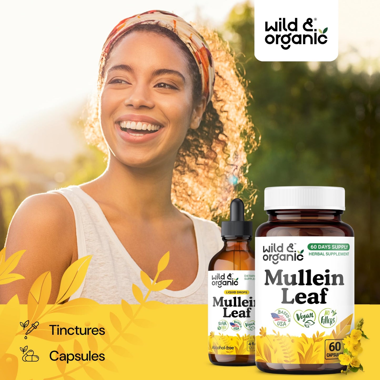 Wild & Organic Mullein Capsules 60 Capsules
