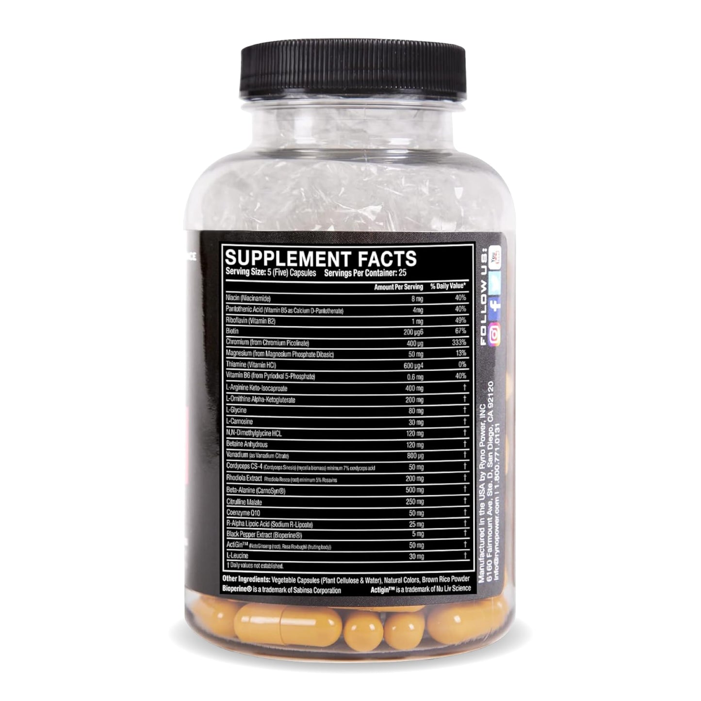 Ryno Power Endurance Capsules 125 Count