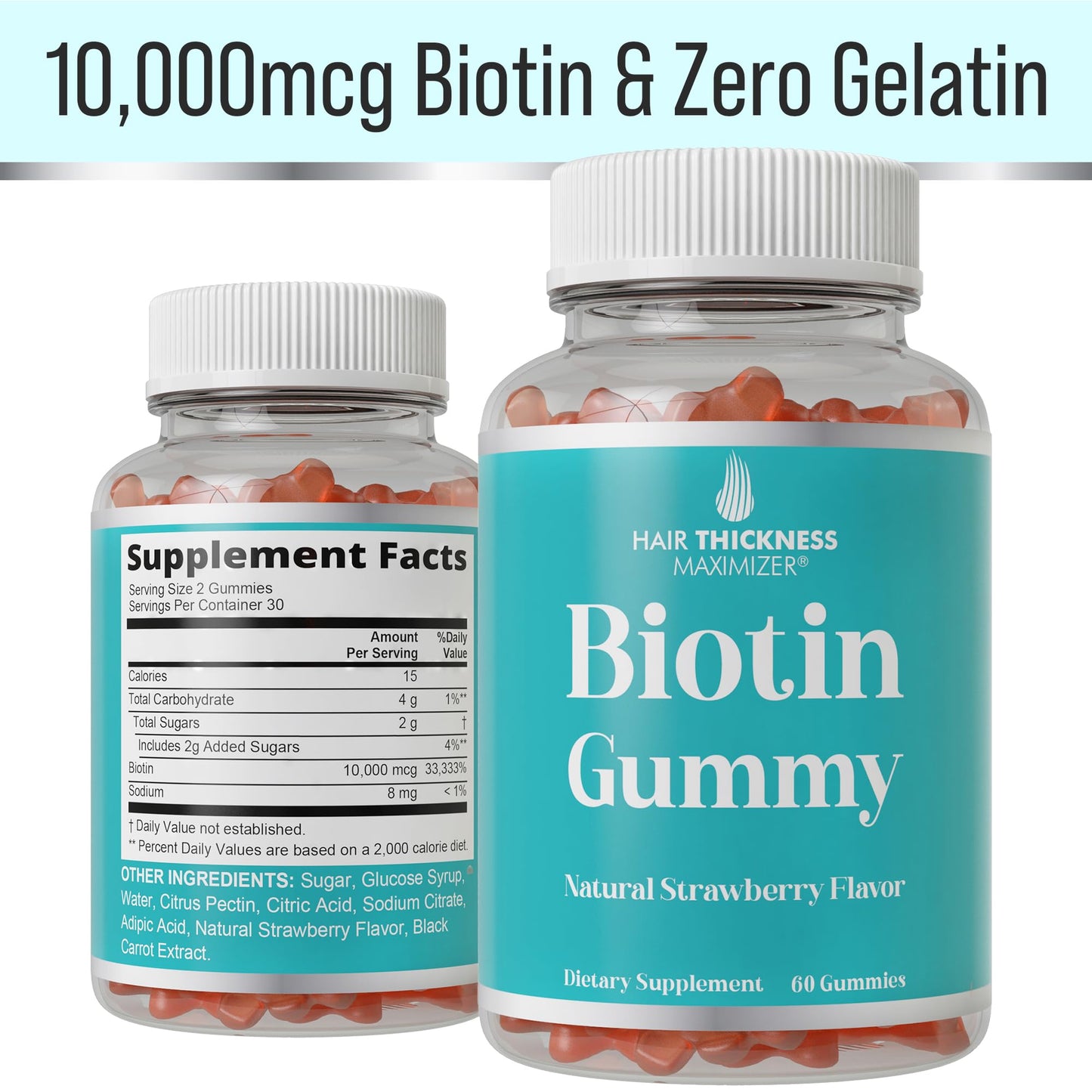 Hair Thickness Maximizer Biotin Gummies for Hair Growth, Gummy, 60 Count