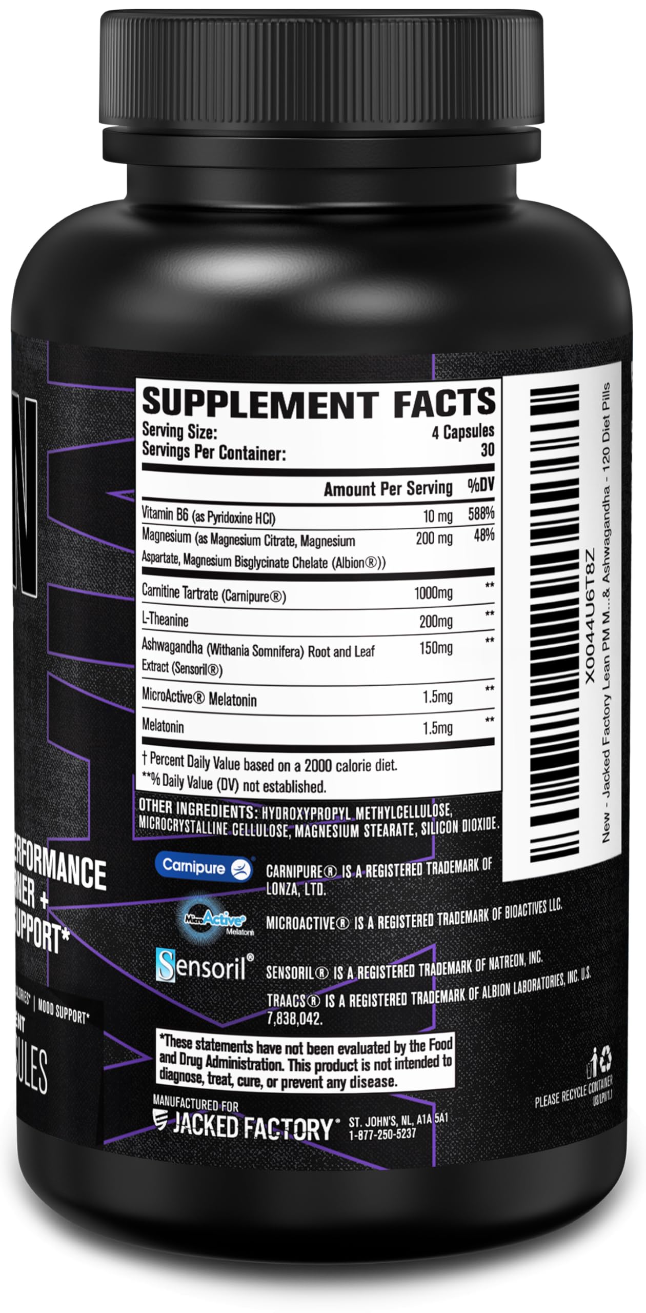 Jacked Factory Lean PM Max Capsule, 120 Count
