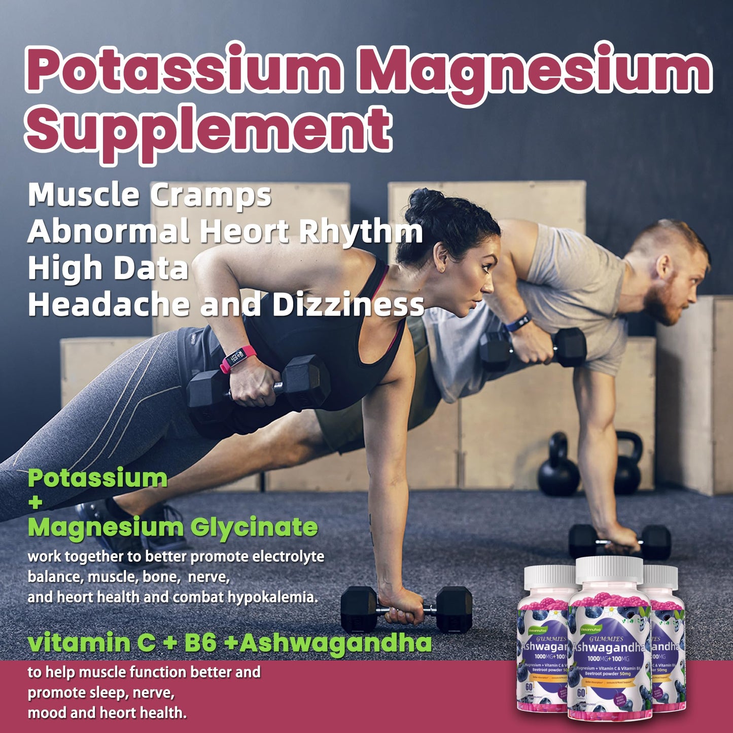 Wekannufod Ashwagandha Gummies 1000mg, 60 Count