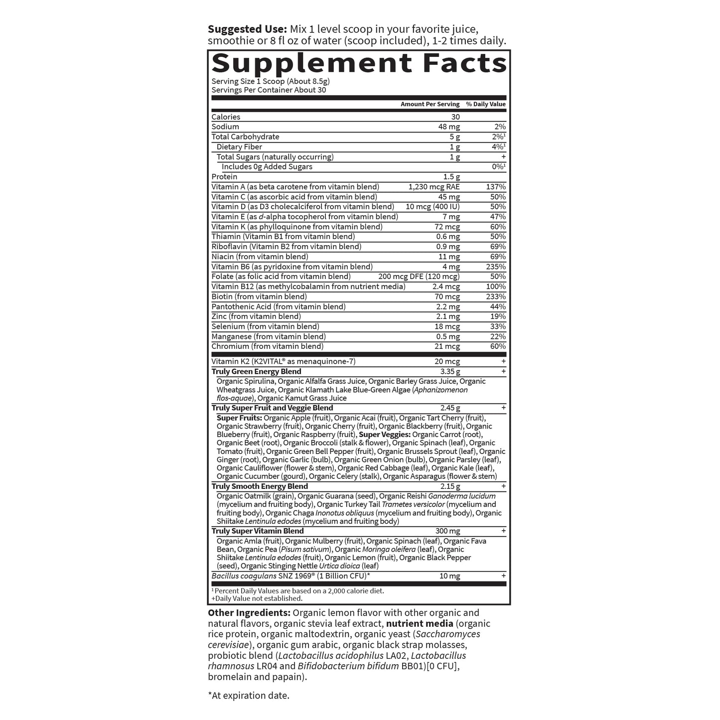 Garden of Life Sport Nutrition Organic Greens Powder, 1 oz